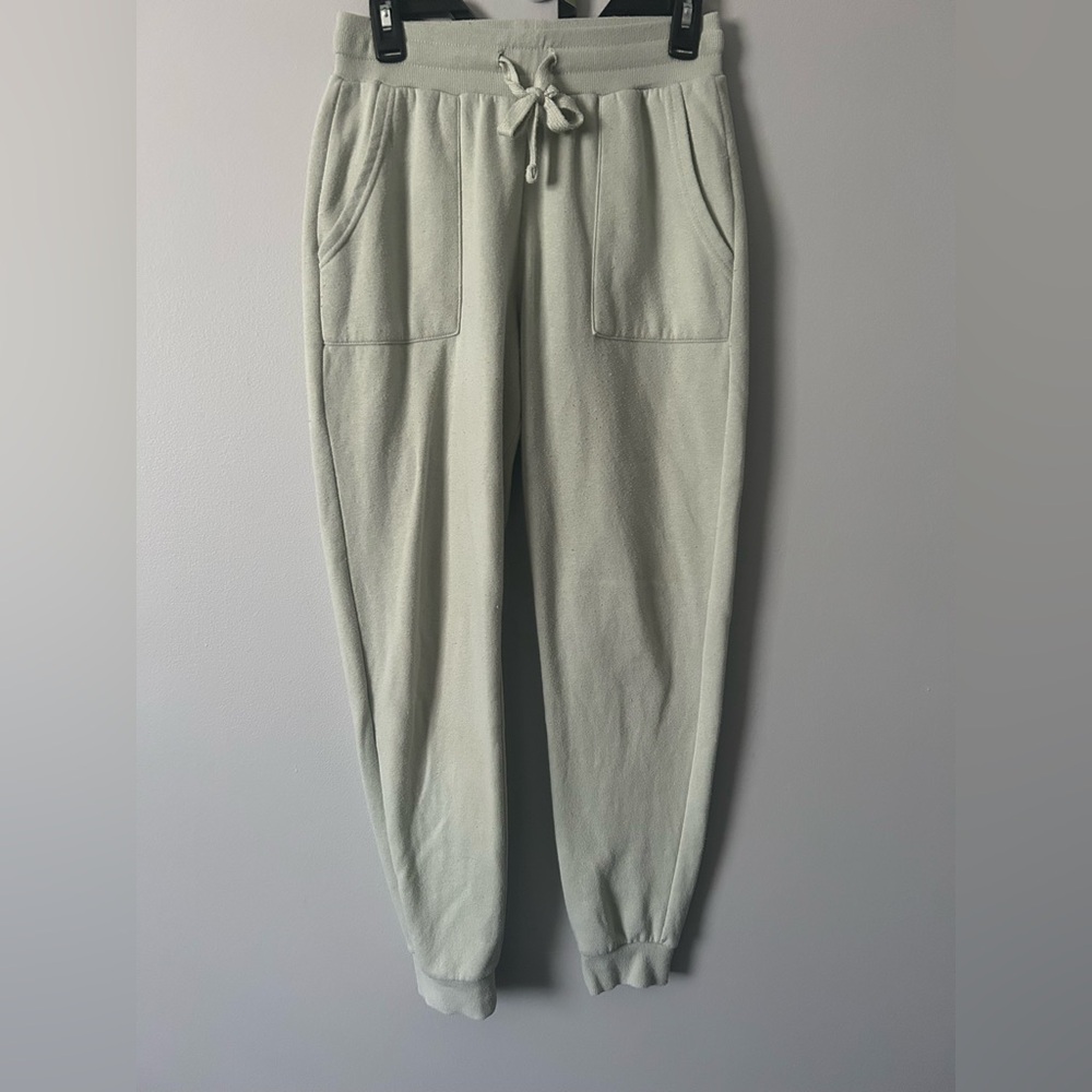 Women Small Hippie Rose Sage Green drawstring ribbed cuff bottom Athletic Jogger